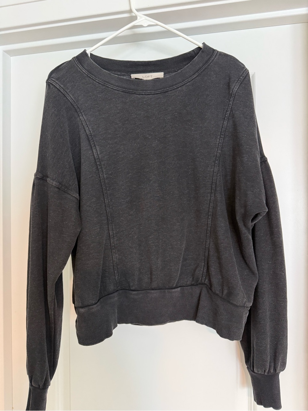 LOFT Charcoal Washed Crewneck Sweatshirt - Women's Relaxed Pullover